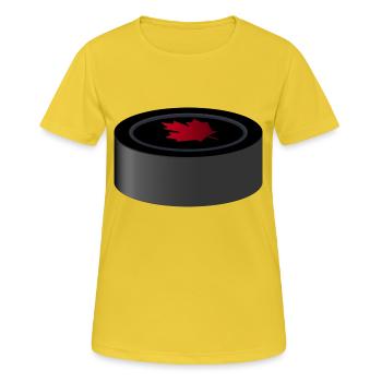 ice hockey ice skating skates puck hel - Women's Breathable T-Shirt - sunshine - Front - AI Model Female 172 dark (172cm)