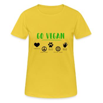 végan - T-shirt respirant Femme - jaune soleil - Devant - AI Model Female 172 dark (172cm)