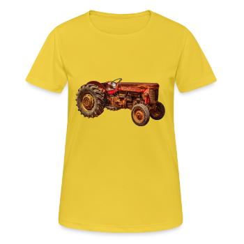 tracteur cru rouge - T-shirt respirant Femme - jaune soleil - Devant - AI Model Female 172 dark (172cm)