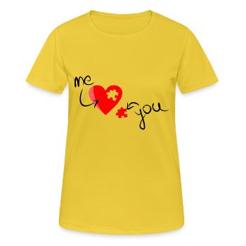 Me love you - Frauen T-Shirt atmungsaktiv - Sonnengelb - Vorne - AI Model Female 172 dark (172cm)