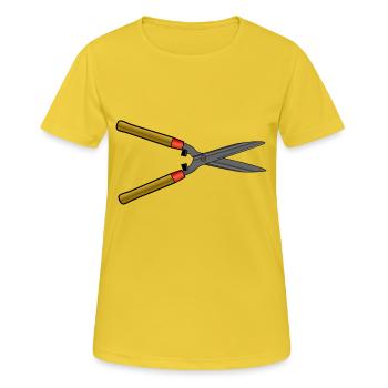 heckenschere strauecher buesche garten pflanzen - Frauen T-Shirt atmungsaktiv - Sonnengelb - Vorne - AI Model Female 172 dark (172cm)