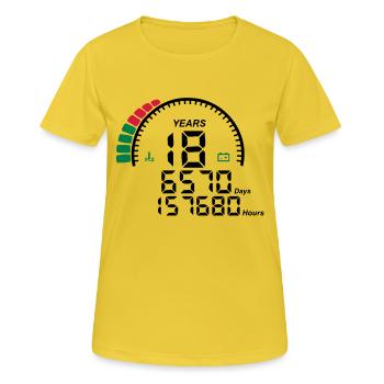 Gegen Jubiläum Jahre 18 Jahre - Frauen T-Shirt atmungsaktiv - Sonnengelb - Vorne - AI Model Female 172 dark (172cm)