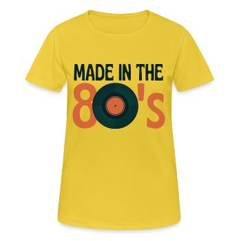 Hergestellt in den 80er Jahren - Frauen T-Shirt atmungsaktiv - Sonnengelb - Vorne - AI Model Female 172 dark (172cm)