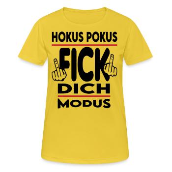 Hokus Pokus Fick dich Modus - Frauen T-Shirt atmungsaktiv - Sonnengelb - Vorne - AI Model Female 172 dark (172cm)