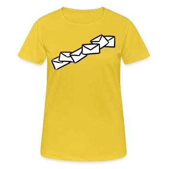 Briefe Nachrichten Sendung message letters - Frauen T-Shirt atmungsaktiv - Sonnengelb - Vorne - AI Model Female 172 dark (172cm)