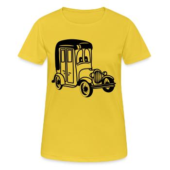 Oldie classique voiture voiture voiture voiture dr - T-shirt respirant Femme - jaune soleil - Devant - AI Model Female 172 dark (172cm)