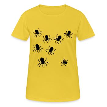 Spinne - Spider - Insekt - Grusel - Halloween - Frauen T-Shirt atmungsaktiv - Sonnengelb - Vorne - AI Model Female 172 dark (172cm)