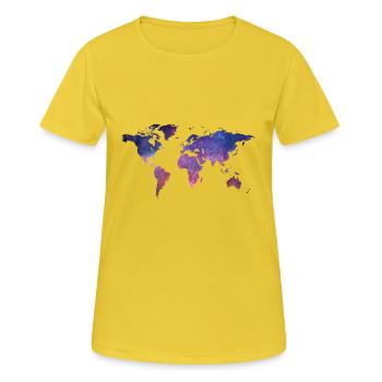 Welt bei Nacht - Frauen T-Shirt atmungsaktiv - Sonnengelb - Vorne - AI Model Female 172 dark (172cm)