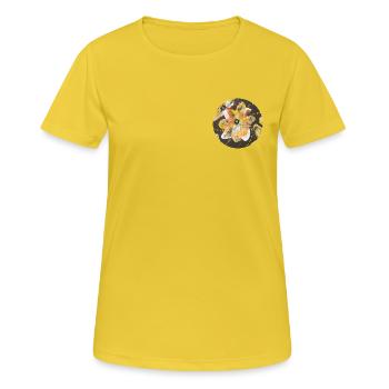 Jeu créatif de couleurs peint à la main par Martina Eßer - T-shirt respirant Femme - jaune soleil - Devant - AI Model Female 172 dark (172cm)