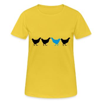 Être différent Huhn - T-shirt respirant Femme - jaune soleil - Devant - AI Model Female 172 dark (172cm)