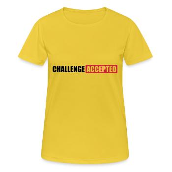 Challenge Accepted Text Design - Frauen T-Shirt atmungsaktiv - Sonnengelb - Vorne - AI Model Female 172 dark (172cm)