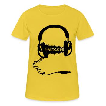 Motif Casque audio Wave: la musique Hardcore - T-shirt respirant Femme - jaune soleil - Devant - AI Model Female 172 dark (172cm)