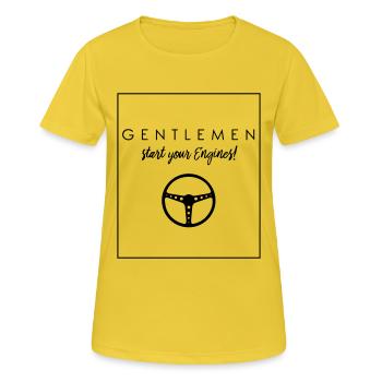 MESSIEURS -START vos moteurs - T-shirt respirant Femme - jaune soleil - Devant - AI Model Female 172 dark (172cm)