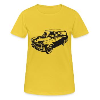  601 Kombi Trabi - Frauen T-Shirt atmungsaktiv - Sonnengelb - Vorne - AI Model Female 172 dark (172cm)