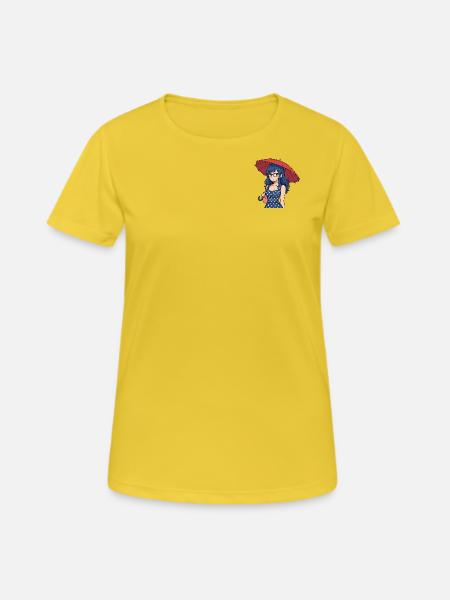 A young woman with an umbrella - Women's Breathable T-Shirt - sunshine