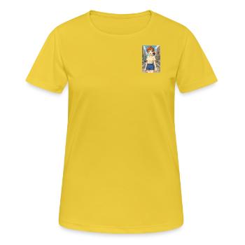 Glückliche junge Frau - Frauen T-Shirt atmungsaktiv - Sonnengelb - Vorne - AI Model Female 172 dark (172cm)