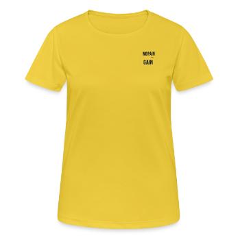 A motif with "No PAIN, NO GAIN" - Women's Breathable T-Shirt - sunshine - Front - AI Model Female 172 dark (172cm)
