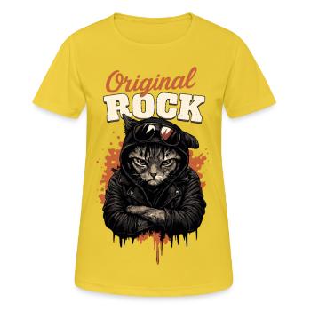 Cooler Kater - Frauen T-Shirt atmungsaktiv - Sonnengelb - Vorne - AI Model Female 172 dark (172cm)
