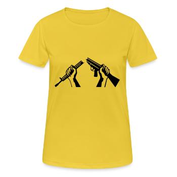 Fusil cassé - T-shirt respirant Femme - jaune soleil - Devant - AI Model Female 172 dark (172cm)