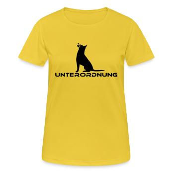 Unterordnung zweifarbig - Frauen T-Shirt atmungsaktiv - Sonnengelb - Vorne - AI Model Female 172 dark (172cm)