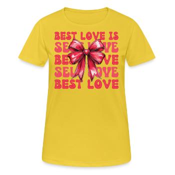 Saint Valentin Self Love Rouge Coquette Noeud - T-shirt respirant Femme - jaune soleil - Devant - AI Model Female 172 dark (172cm)