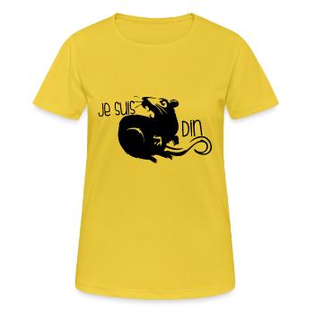 je suis rat din - T-shirt respirant Femme - jaune soleil - Devant - AI Model Female 172 dark (172cm)