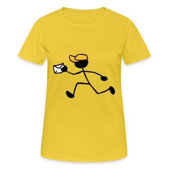 Postbote Kurier Briefzusteller Express Sendung - Frauen T-Shirt atmungsaktiv - Sonnengelb - Vorne - AI Model Female 172 dark (172cm)