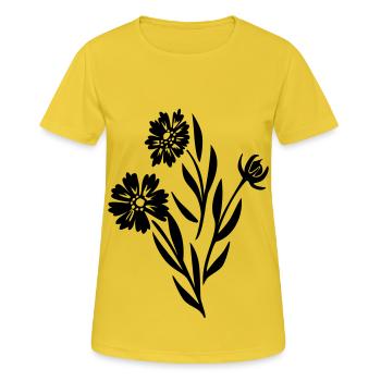 Blumen Blumenkind flower fleur Geschenkidee - Frauen T-Shirt atmungsaktiv - Sonnengelb - Vorne - AI Model Female 172 dark (172cm)