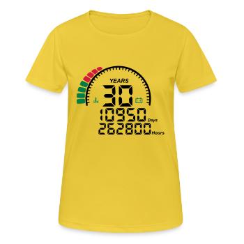 Jahre 30 Jahre Jubiläum Meter - Frauen T-Shirt atmungsaktiv - Sonnengelb - Vorne - AI Model Female 172 dark (172cm)