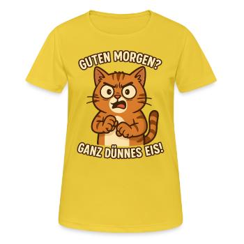 Bonjour Chat de glace très mince - T-shirt respirant Femme - jaune soleil - Devant - AI Model Female 172 dark (172cm)