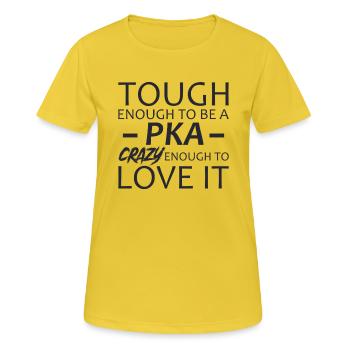 PKA Crazy Pharmacy - T-shirt respirant Femme - jaune soleil - Devant - AI Model Female 172 dark (172cm)