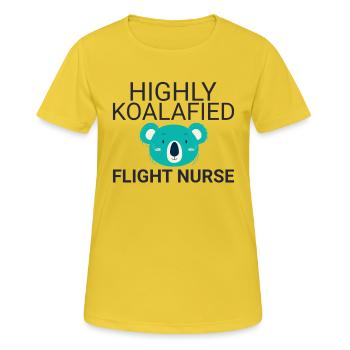 Infirmière de vol Koalafied Air Rescue - T-shirt respirant Femme - jaune soleil - Devant - AI Model Female 172 dark (172cm)