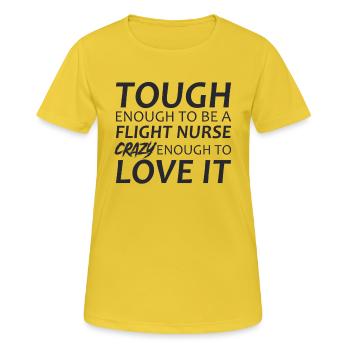 Infirmière de vol Crazy Air Rescue - T-shirt respirant Femme - jaune soleil - Devant - AI Model Female 172 dark (172cm)