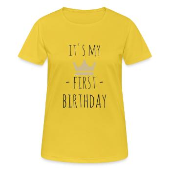 Il est mon premier anniversaire - T-shirt respirant Femme - jaune soleil - Devant - AI Model Female 172 dark (172cm)