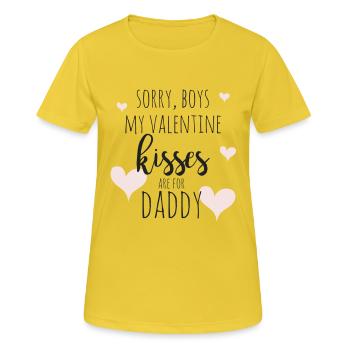 Baisers Valentine pour papa - T-shirt respirant Femme - jaune soleil - Devant - AI Model Female 172 dark (172cm)