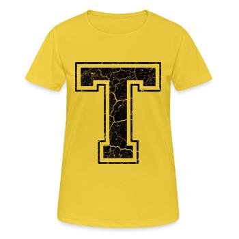 Un caractère un tonnes in Grunge-Look - T-shirt respirant Femme - jaune soleil - Devant - AI Model Female 172 dark (172cm)