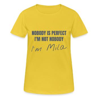Mila - Frauen T-Shirt atmungsaktiv - Sonnengelb - Vorne - AI Model Female 172 dark (172cm)