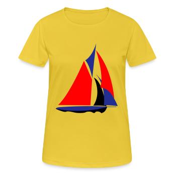 Französisches Segelboot - Frauen T-Shirt atmungsaktiv - Sonnengelb - Vorne - AI Model Female 172 dark (172cm)