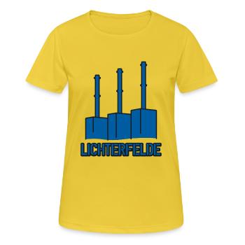 Kraftwerk Lichterfelde - Frauen T-Shirt atmungsaktiv - Sonnengelb - Vorne - AI Model Female 172 dark (172cm)