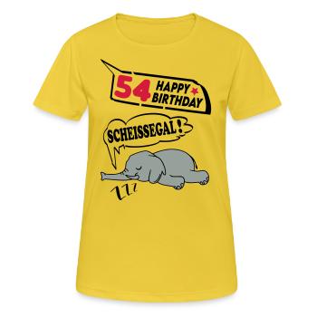Geburtstag 54 Jahre Birthday Elefant Scheissegal - Frauen T-Shirt atmungsaktiv - Sonnengelb - Vorne - AI Model Female 172 dark (172cm)