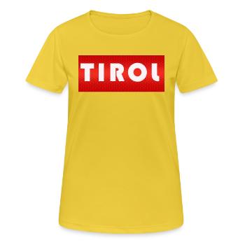 TIROL - Frauen T-Shirt atmungsaktiv - Sonnengelb - Vorne - AI Model Female 172 dark (172cm)