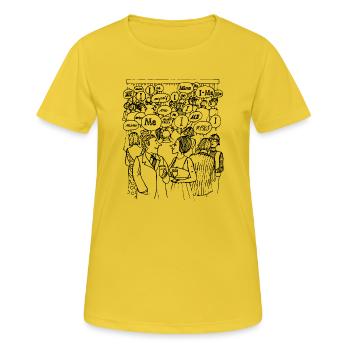 Unsere Narzisstische Gesellschaft - Frauen T-Shirt atmungsaktiv - Sonnengelb - Vorne - AI Model Female 172 dark (172cm)