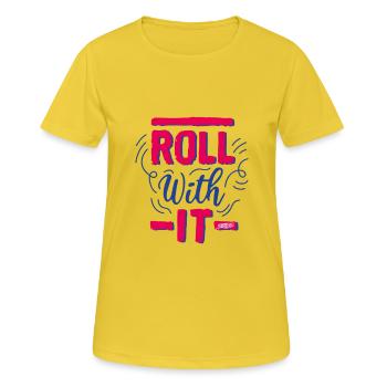 sookie roule avec ça 02 - T-shirt respirant Femme - jaune soleil - Devant - AI Model Female 172 dark (172cm)