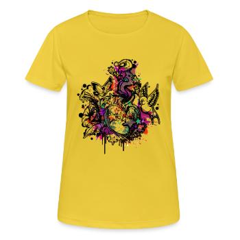 Herz (Blumen & Sterne - Colour Splash) 03 - Frauen T-Shirt atmungsaktiv - Sonnengelb - Vorne - AI Model Female 172 dark (172cm)