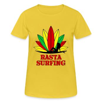 rasta surfing - Frauen T-Shirt atmungsaktiv - Sonnengelb - Vorne - AI Model Female 172 dark (172cm)
