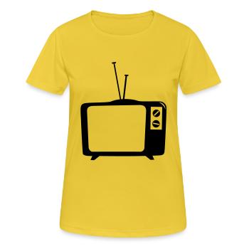 Fernseher, TV, Glotze, flat tv, led, bildschirm, - Frauen T-Shirt atmungsaktiv - Sonnengelb - Vorne - AI Model Female 172 dark (172cm)