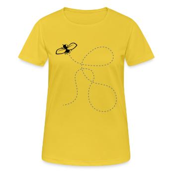 Fly Dashed Line - T-shirt respirant Femme - jaune soleil - Devant - AI Model Female 172 dark (172cm)