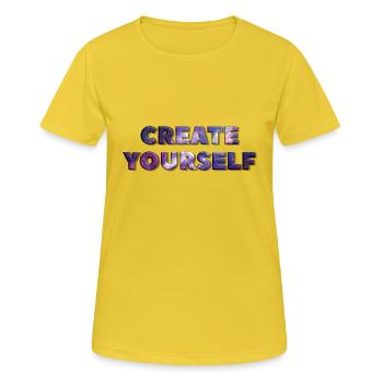 CREATE UNIVERS VOUS - T-shirt respirant Femme - jaune soleil - Devant - AI Model Female 172 dark (172cm)