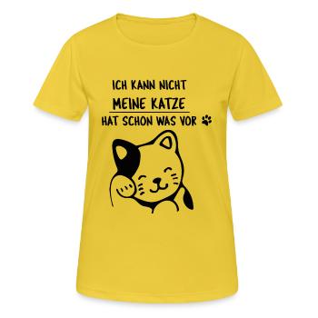 Katze Katzen Kater Geschenk Liebe Siam Maine Coon - Frauen T-Shirt atmungsaktiv - Sonnengelb - Vorne - AI Model Female 172 dark (172cm)