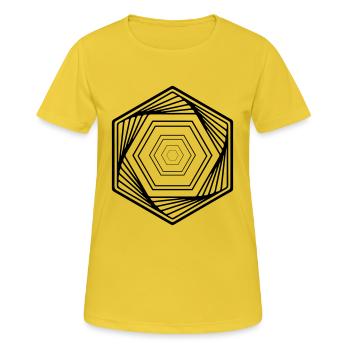 hexagon - T-shirt respirant Femme - jaune soleil - Devant - AI Model Female 172 dark (172cm)